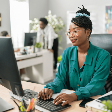 Administrator working at a laptop
