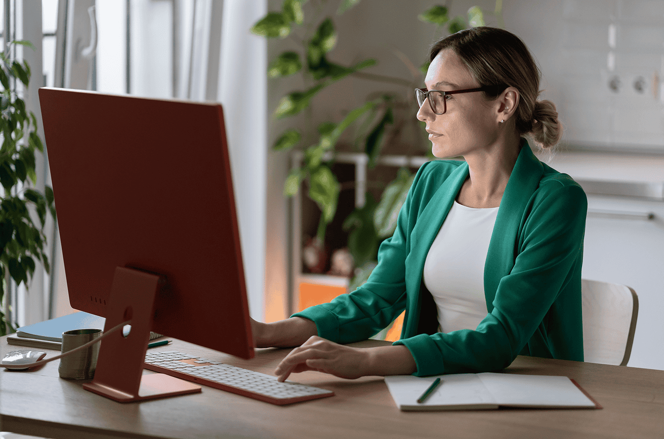 Woman working on a computer