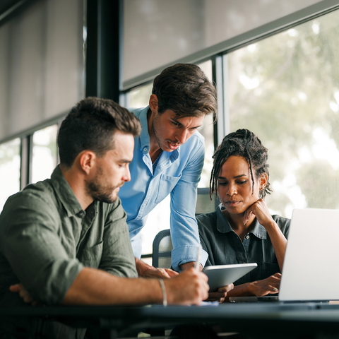 Finance team working together