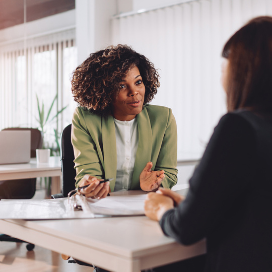 Woman conducting an interview