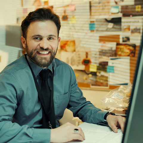 Public safety worker at desk