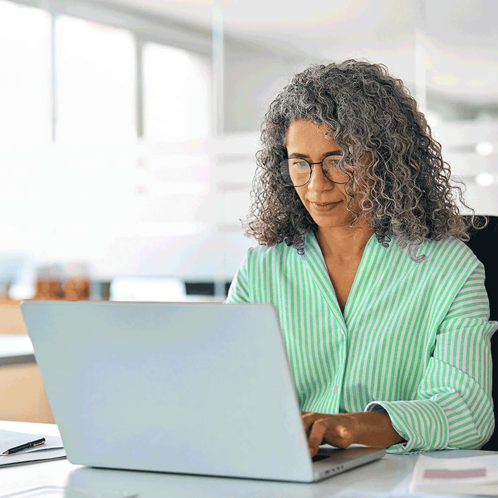 Woman onboarding on a laptop